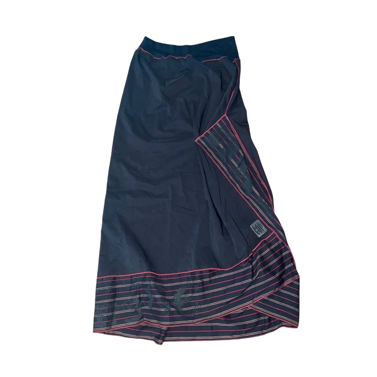 Cop. Copine black gathered maxi skirt with safety pin detail | late-90s