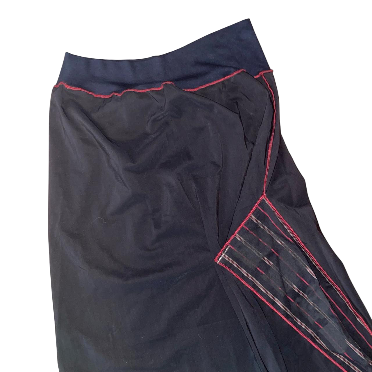 Cop. Copine black gathered maxi skirt with safety pin detail | late-90s