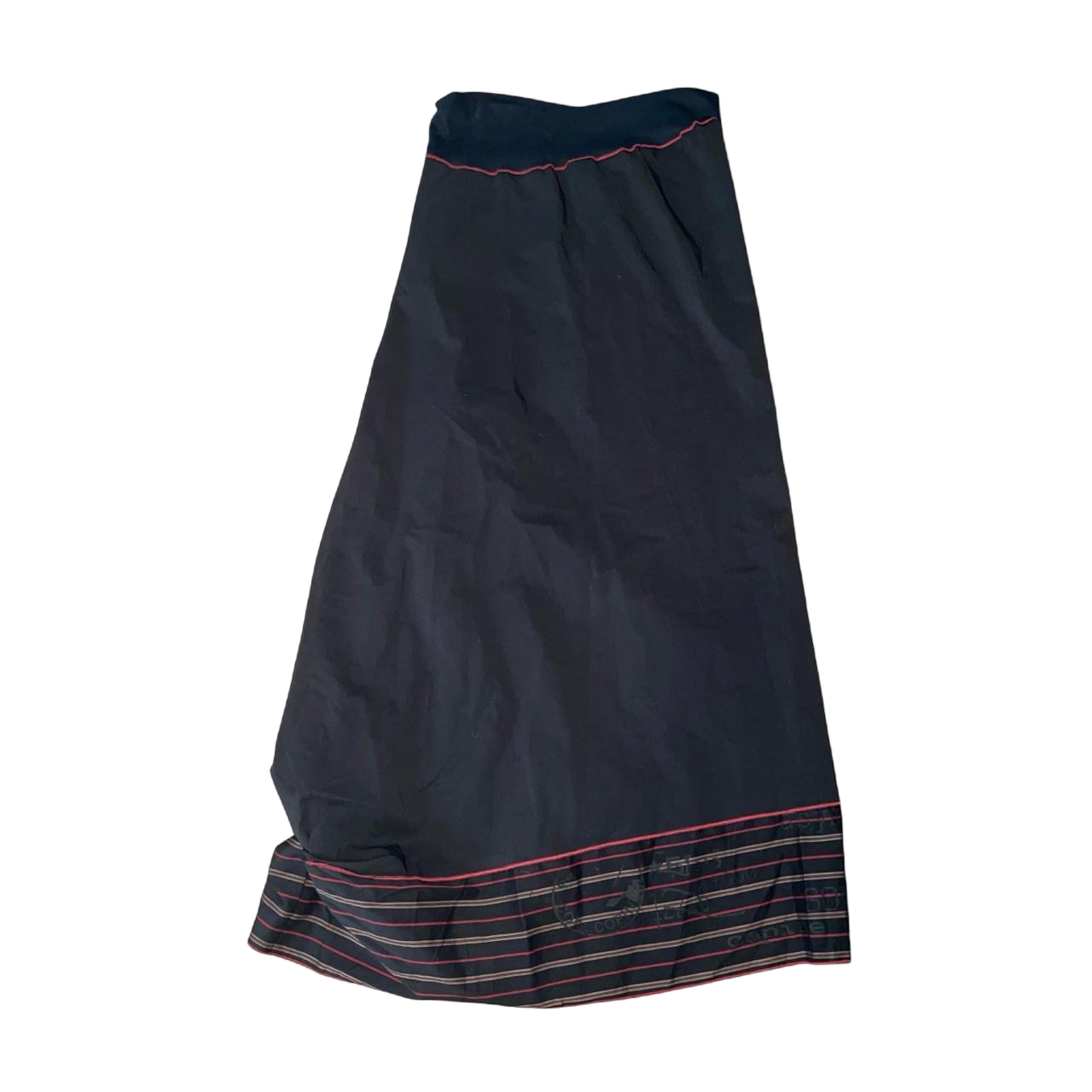 Cop. Copine black gathered maxi skirt with safety pin detail | late-90s