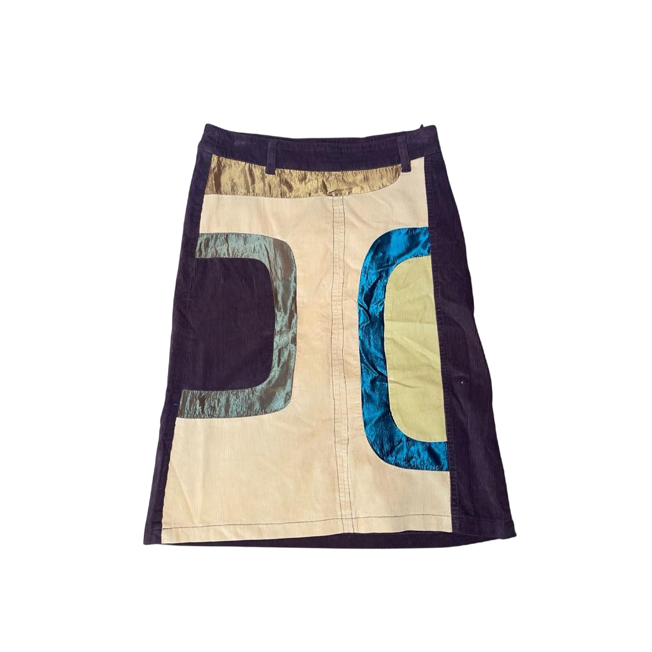 Custo Barcelona brown corduroy patchwork midi skirt | fall/winter ‘02