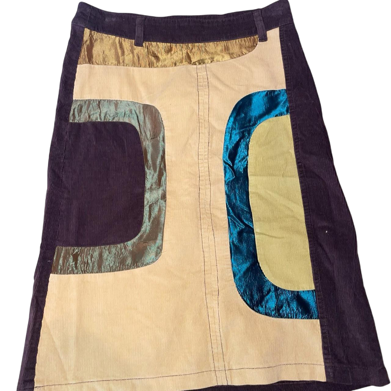 Custo Barcelona brown corduroy patchwork midi skirt | fall/winter ‘02