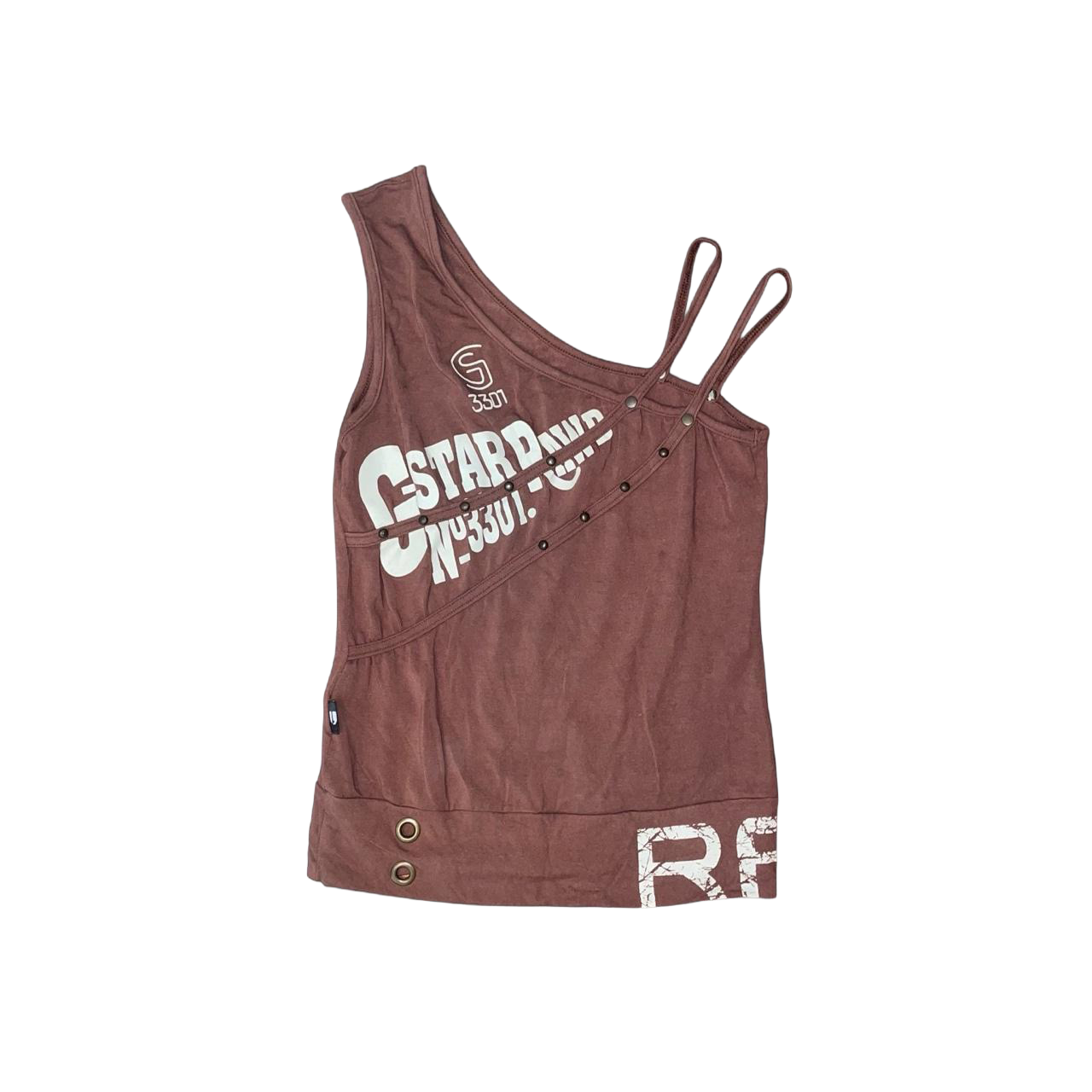 G-Star asymmetric studded graphic top | late-2000s