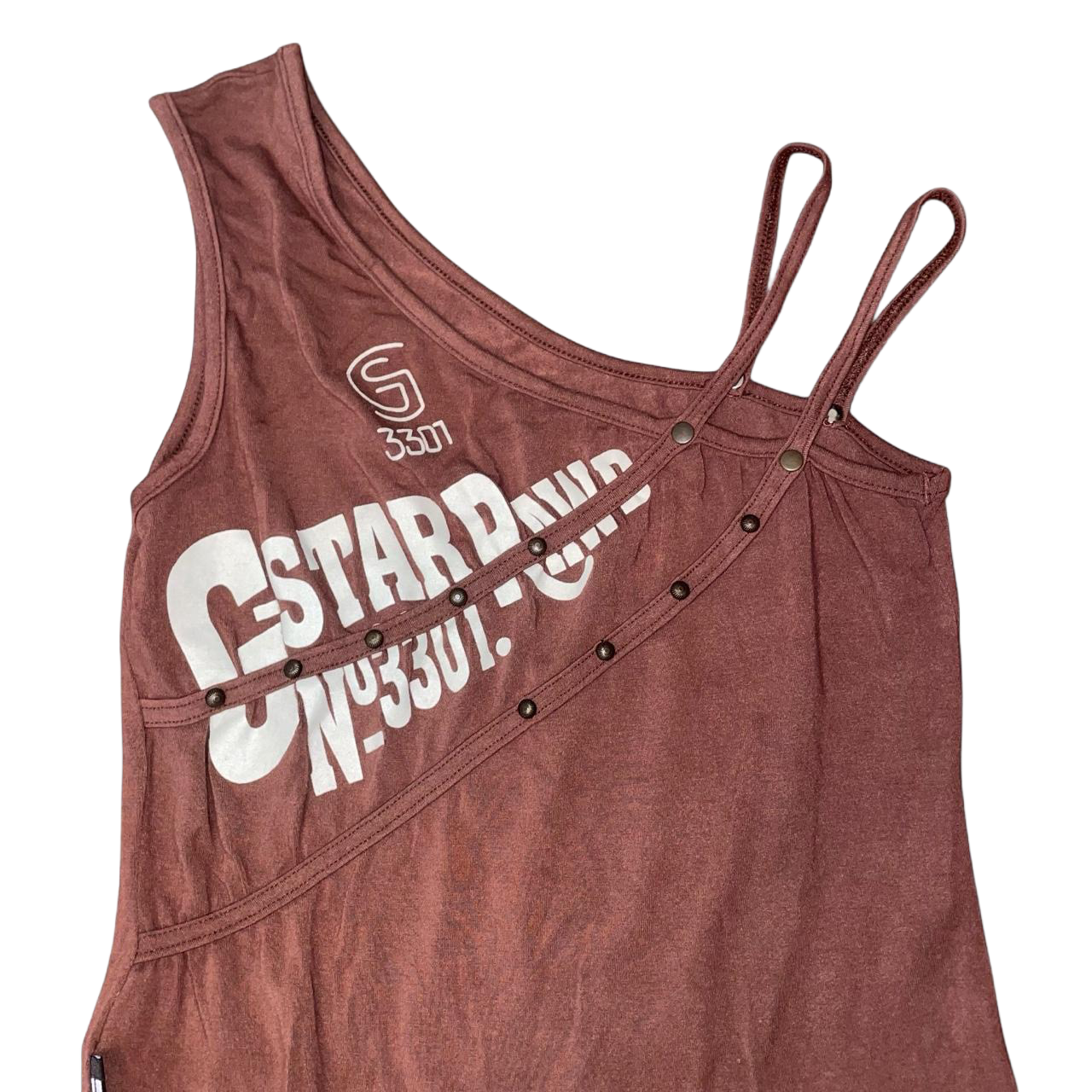 G-Star asymmetric studded graphic top | late-2000s