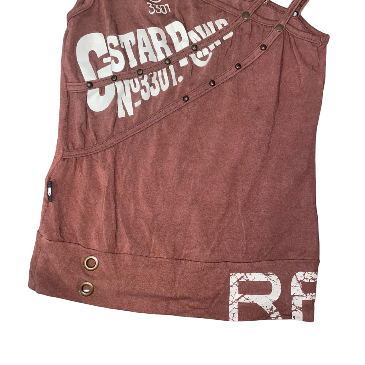 G-Star asymmetric studded graphic top | late-2000s