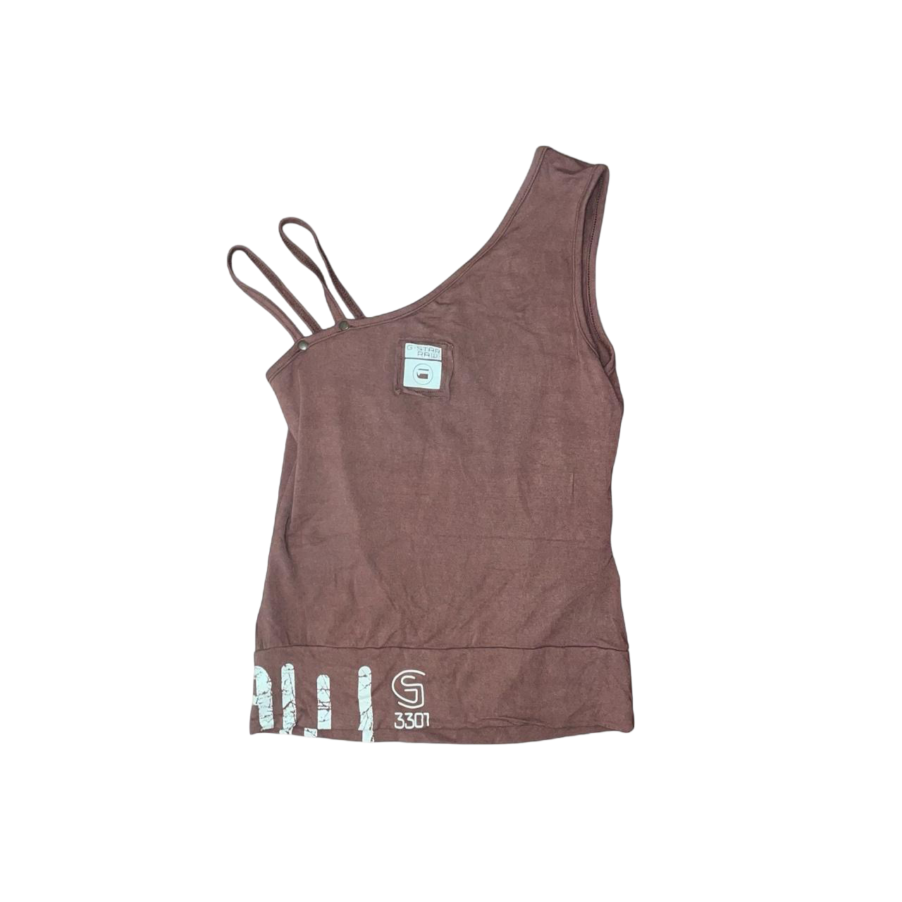 G-Star asymmetric studded graphic top | late-2000s
