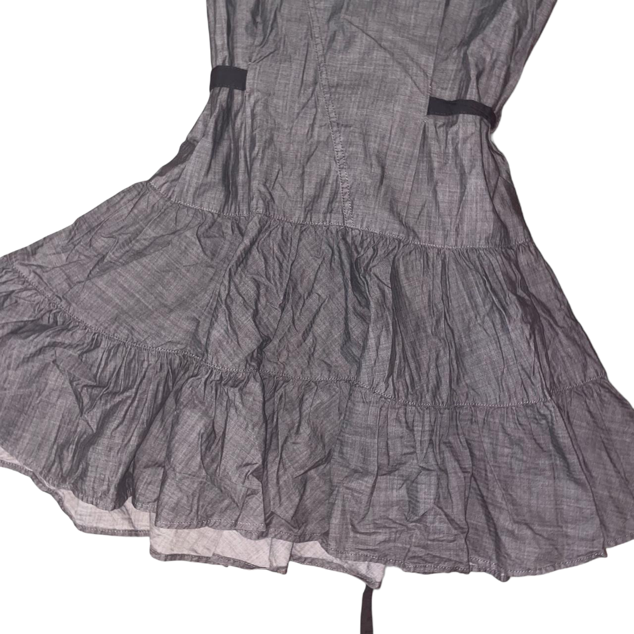 Diesel dark wash utility ruffle midi dress with button detailing | late-2000s