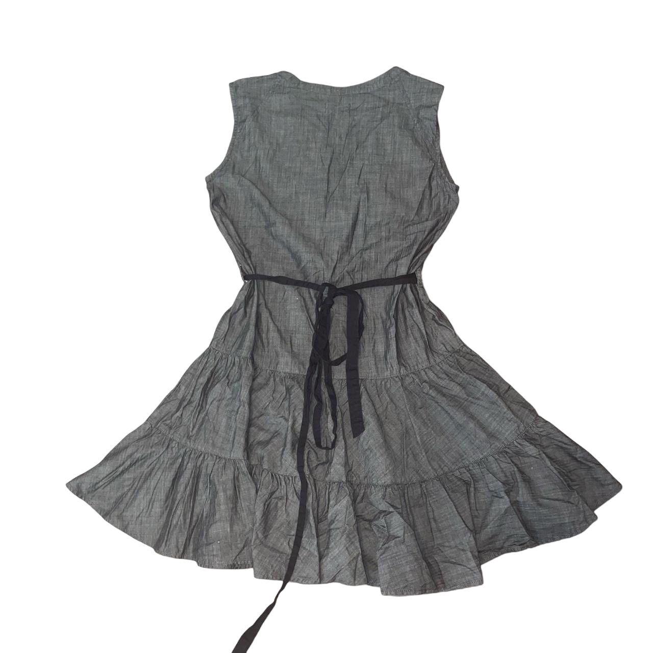 Diesel dark wash utility ruffle midi dress with button detailing | late-2000s