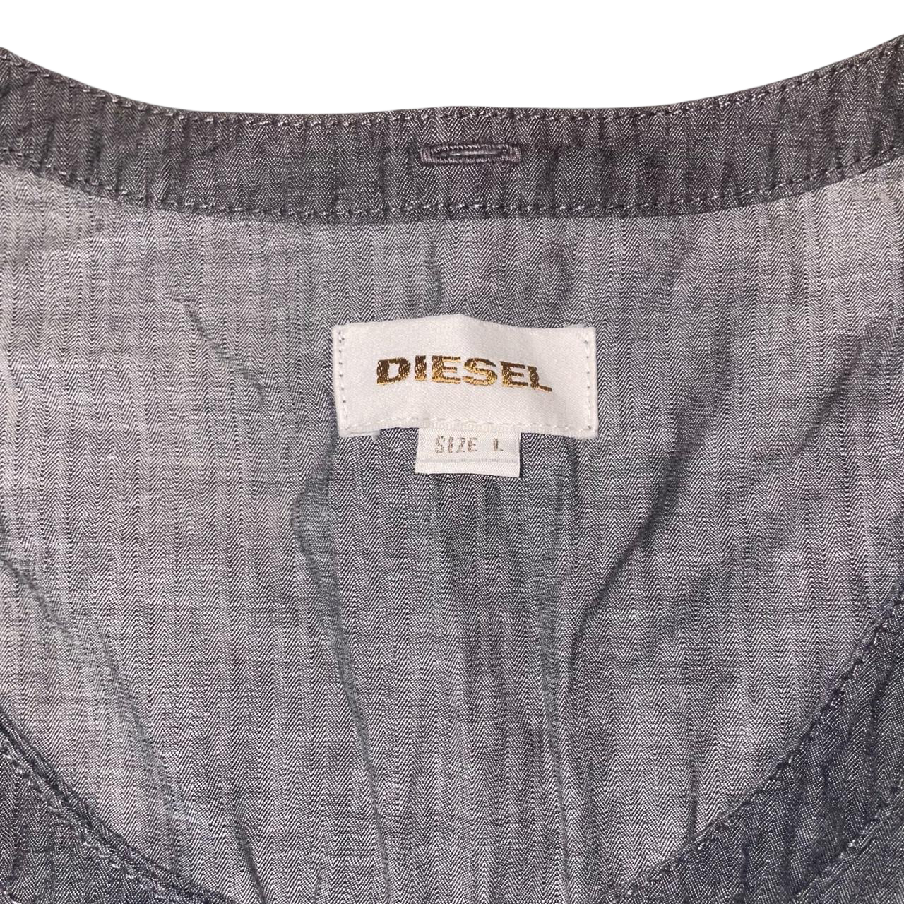 Diesel dark wash utility ruffle midi dress with button detailing | late-2000s
