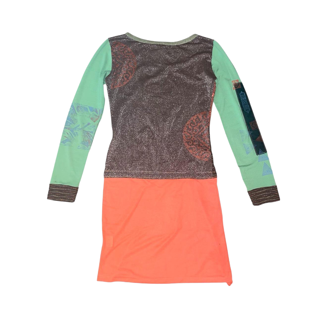 Save the Queen multicolor knit and mesh long sleeve dress | mid-2000s