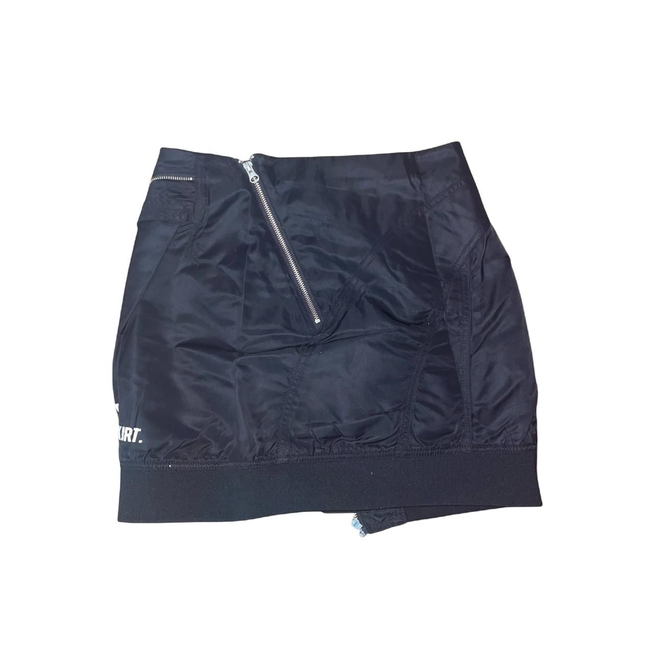 Miss Sixty black asymmetric mini skirt with unique zipper detailing | late-2000s