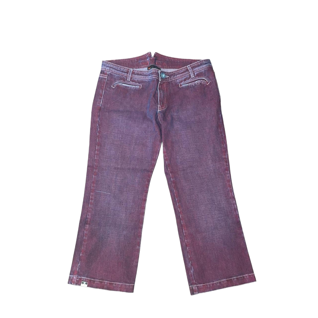 Cop. Copine dyed burgundy denim cinch back capris | early-2000s