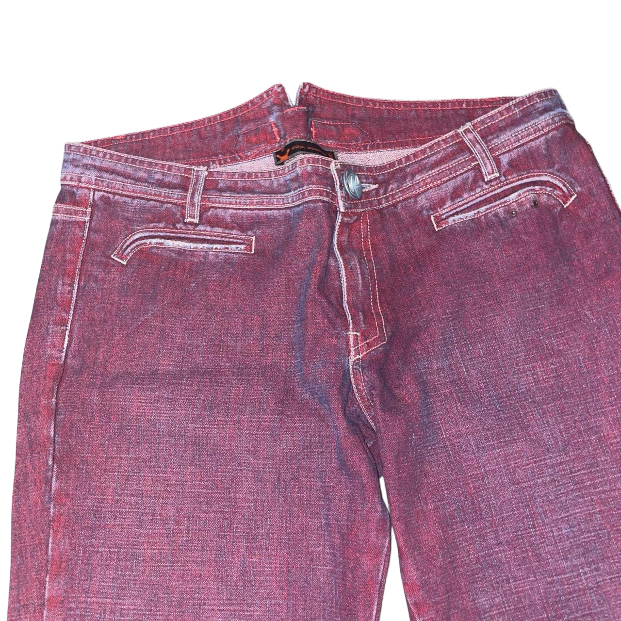 Cop. Copine dyed burgundy denim cinch back capris | early-2000s