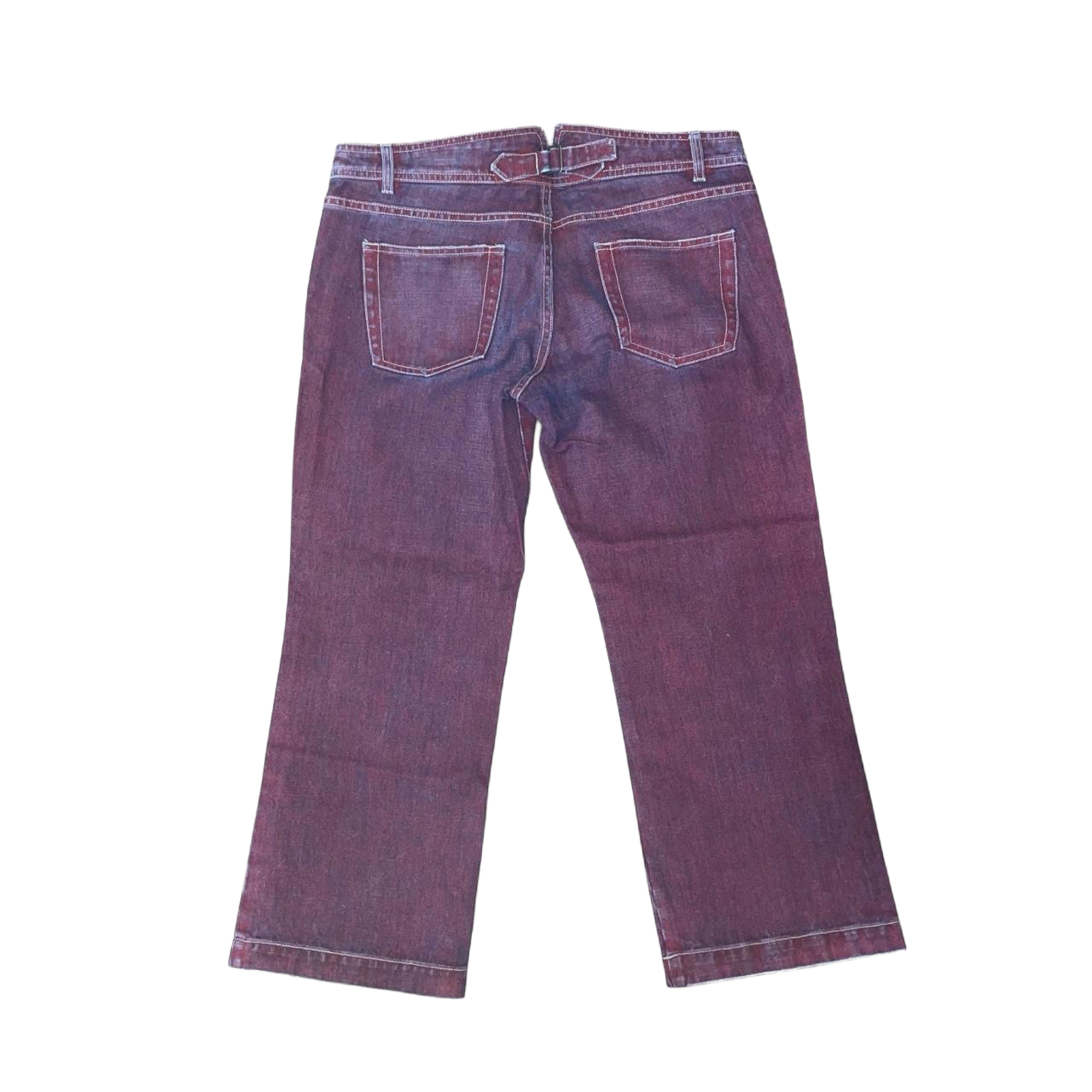 Cop. Copine dyed burgundy denim cinch back capris | early-2000s