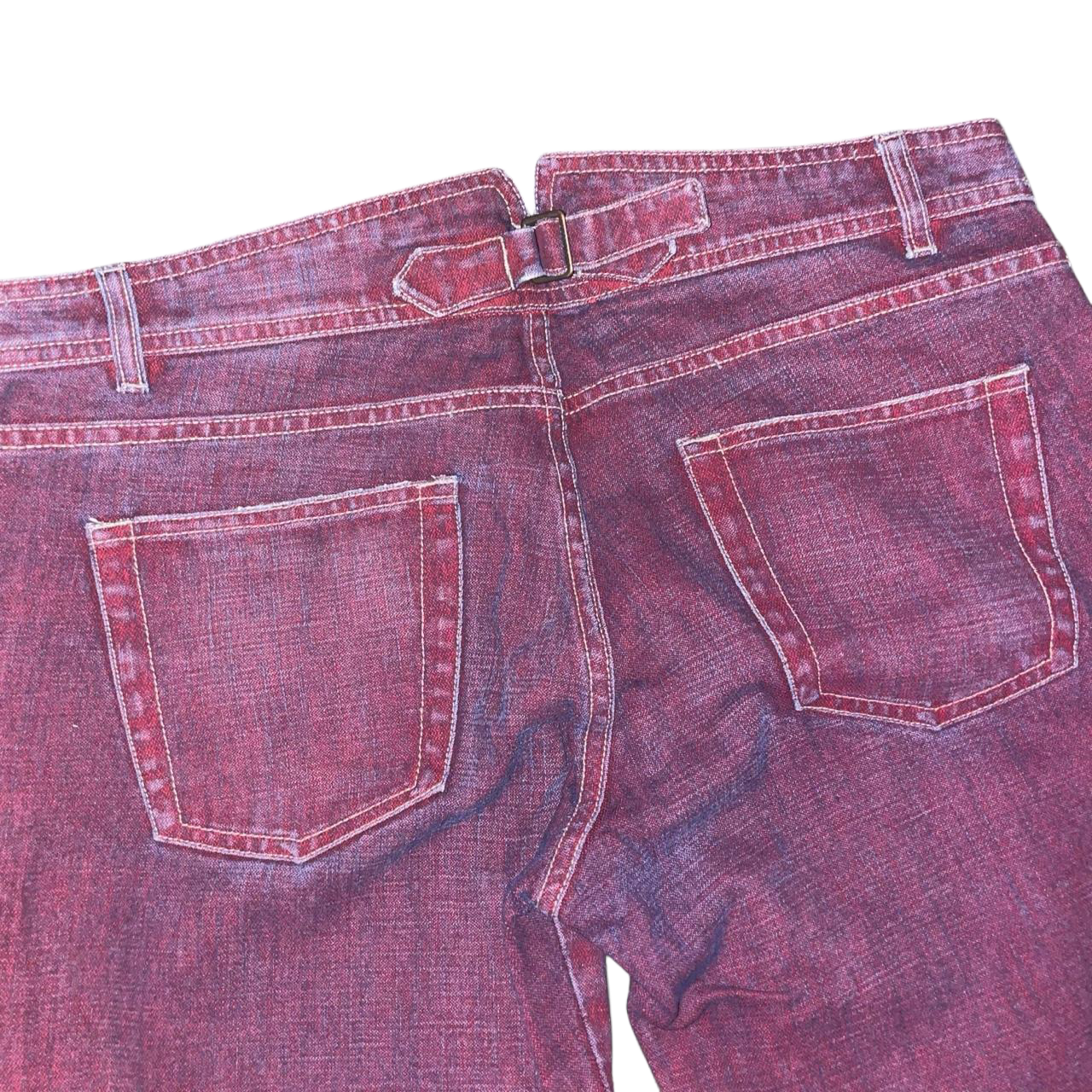 Cop. Copine dyed burgundy denim cinch back capris | early-2000s