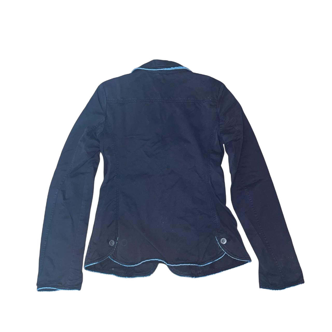 Diesel black button up fitted jacket with blue trim | late-2000s
