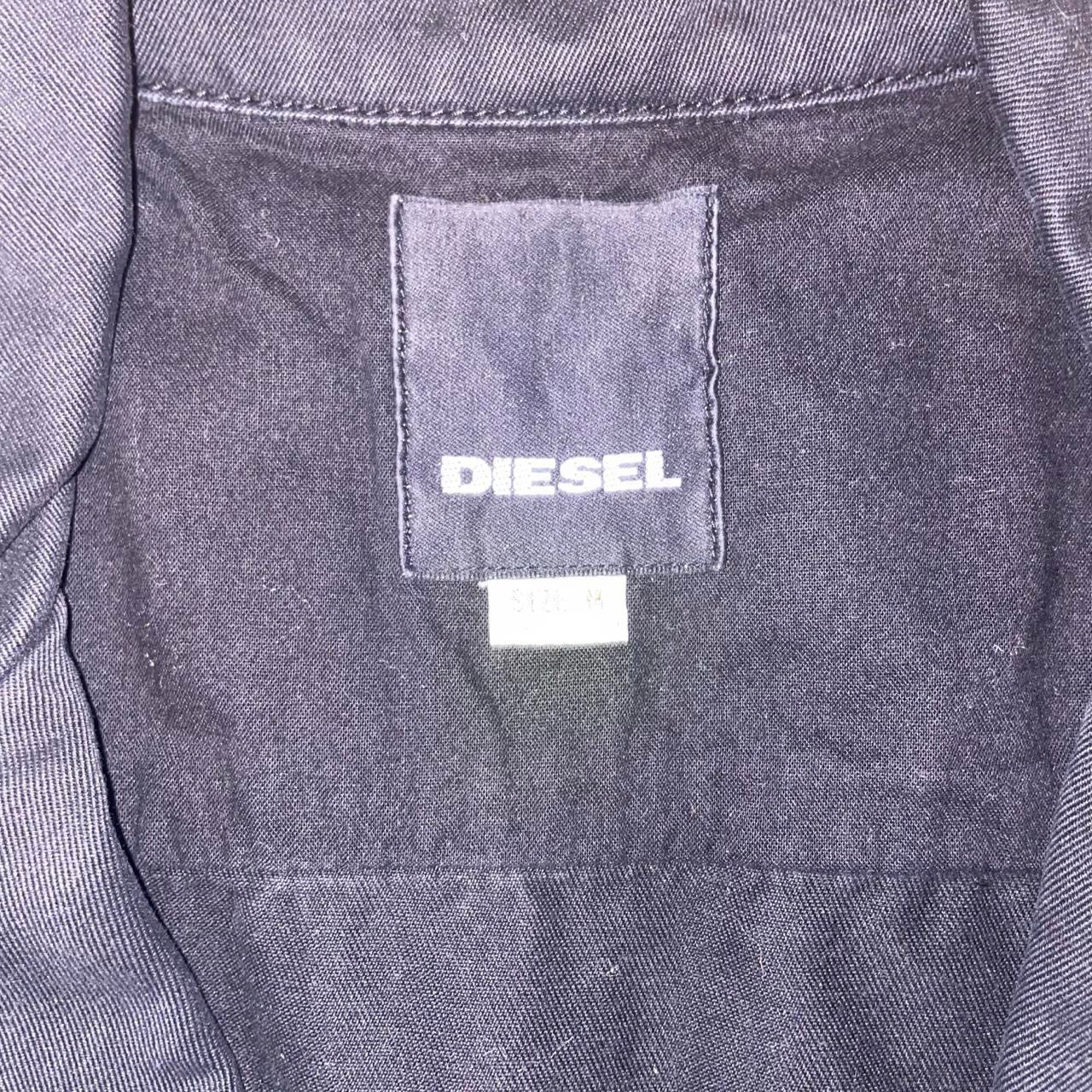 Diesel black button up fitted jacket with blue trim | late-2000s