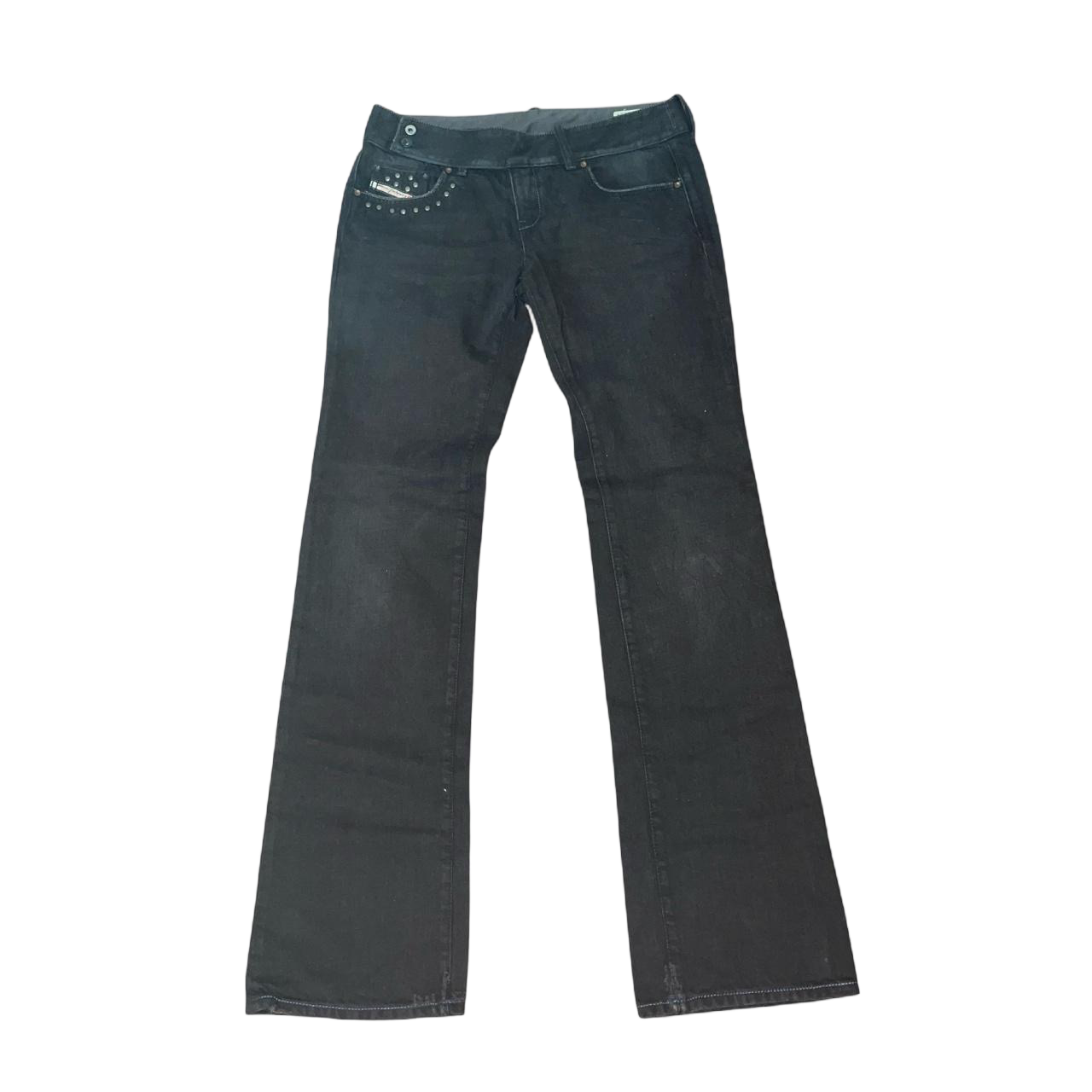 Diesel dark wash studded low rise bootcut jeans | late-2000s