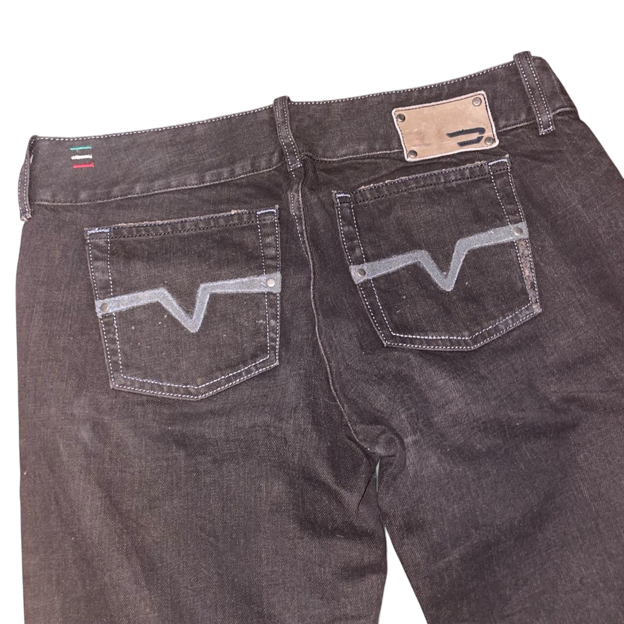 Diesel dark wash studded low rise bootcut jeans | late-2000s