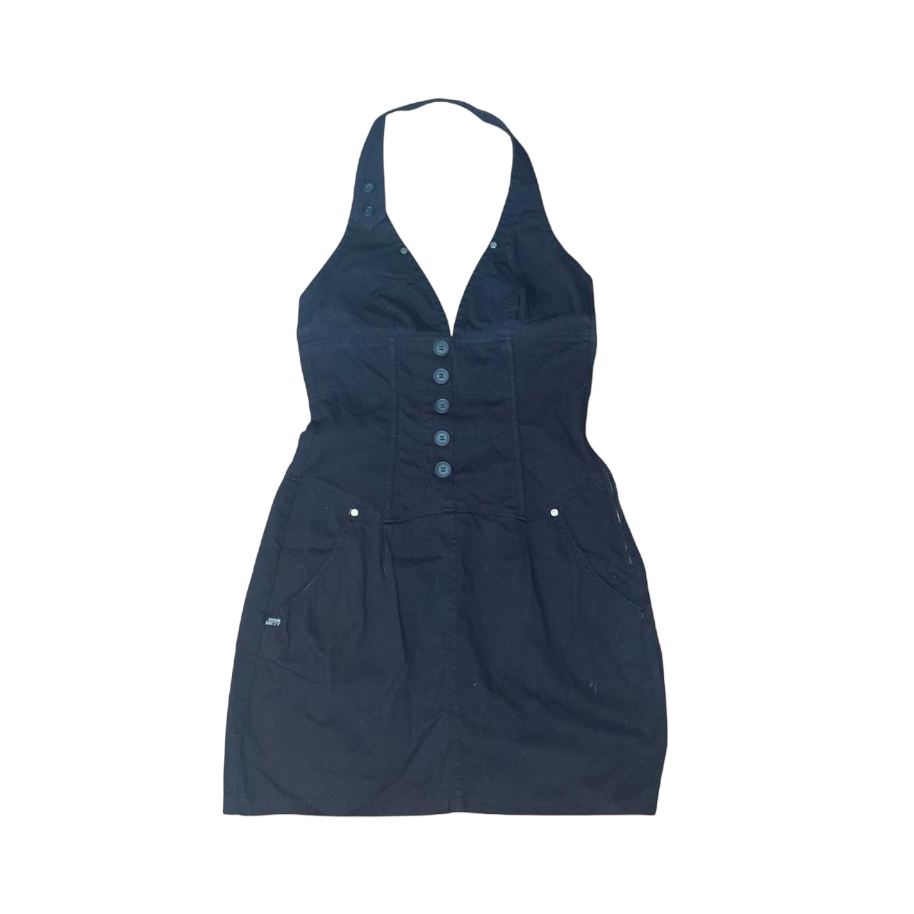 Miss Sixty black utility halter mini dress | mid-2000s