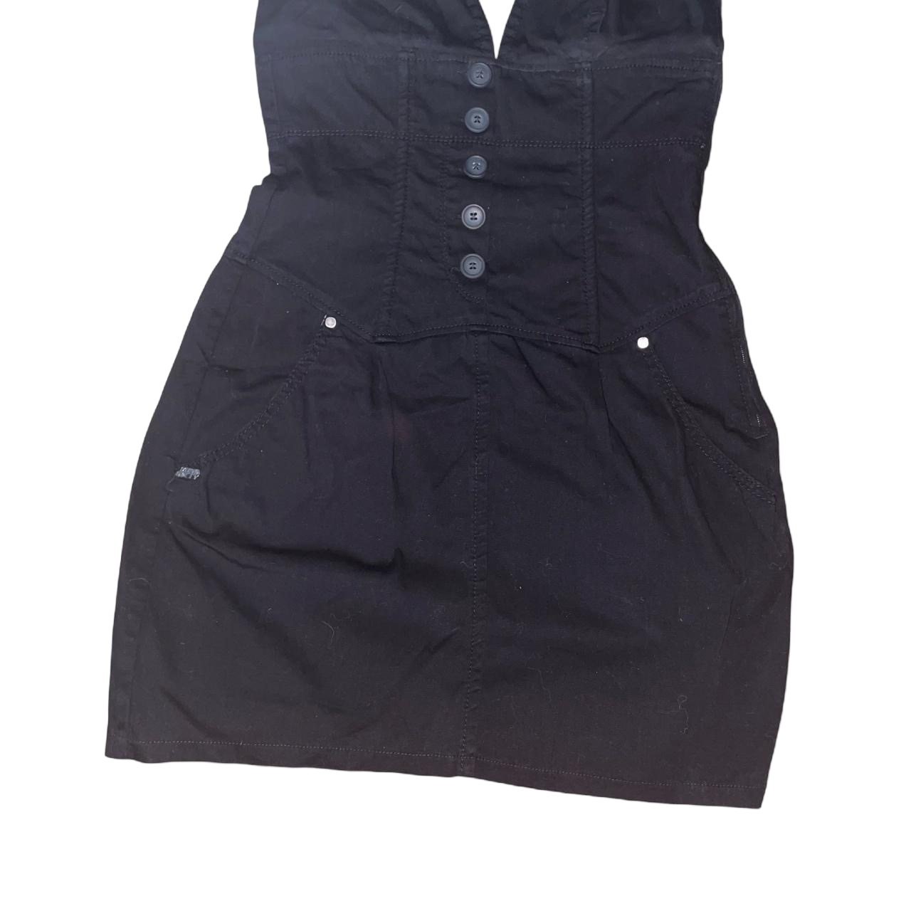 Miss Sixty black utility halter mini dress | mid-2000s