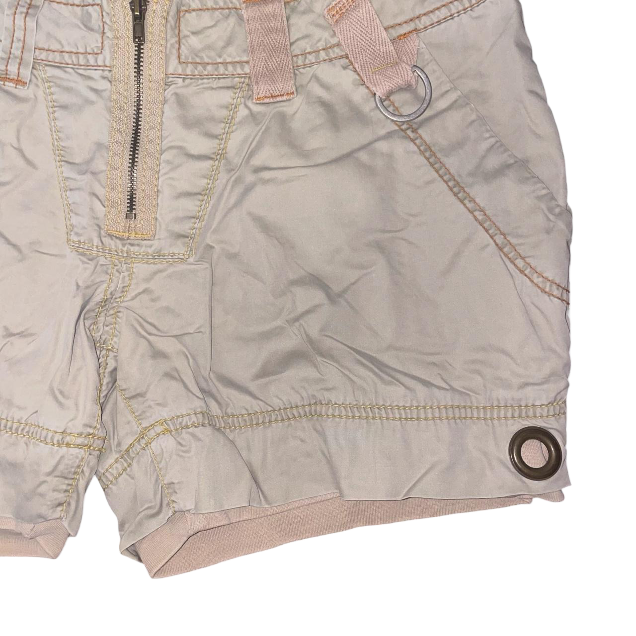 Miss Sixty khaki low rise utility shorts with grommet details | early-2000s