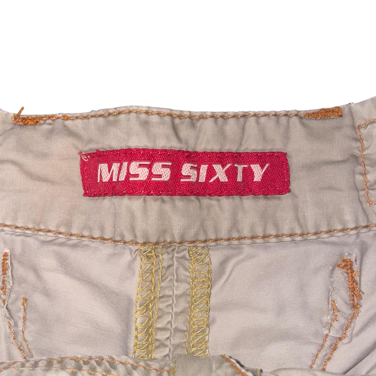 Miss Sixty khaki low rise utility shorts with grommet details | early-2000s