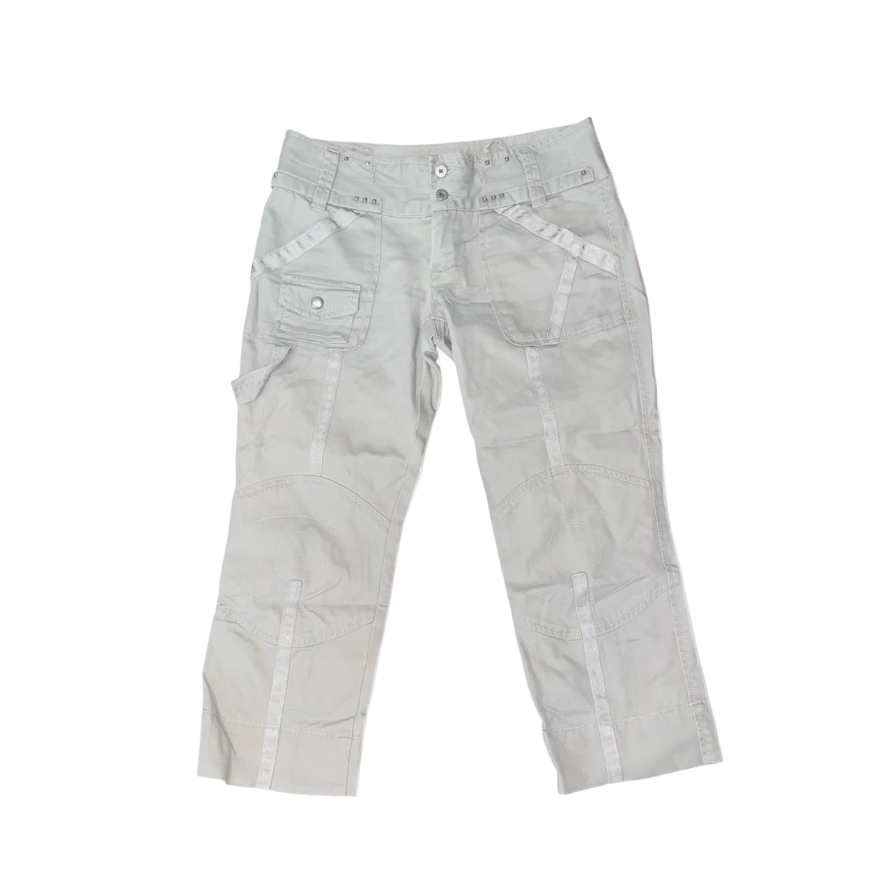 Diesel light gray studded utility capris | late-2000s