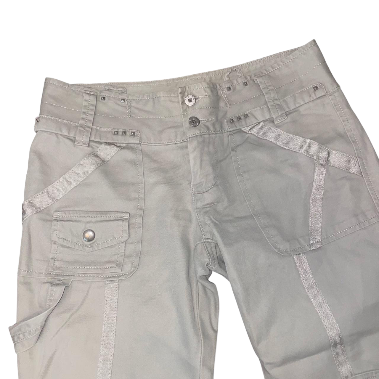 Diesel light gray studded utility capris | late-2000s