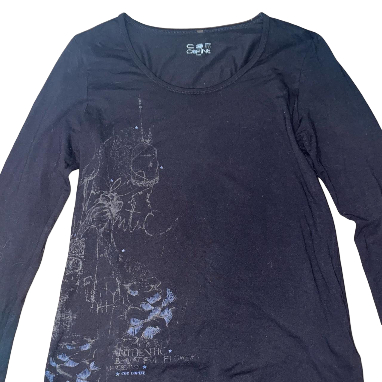 Cop. Copine black graphic long sleeve with thumbhole detail | late-2000s